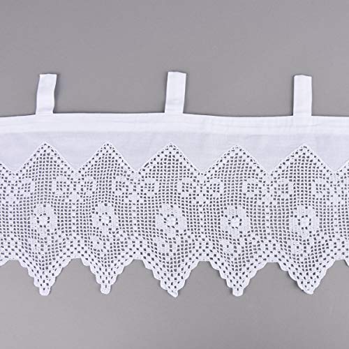 SCHÖNER LEBEN. Häkelspitze Häkelgardine Panneaux Meterware mit Schlaufen und Häkelblume weiß 25cm Höhe Menge1=1,02m SCHÖNER LEBEN. Häkelspitze Häkelgardine Panneaux Meterware mit Schlaufen und Häkelblume weiß 25cm Höhe Menge1=1,02m von SCHÖNER LEBEN.