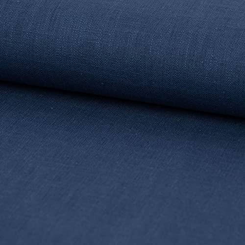SCHÖNER LEBEN. Leinenstoff mit Baumwolle vorgewaschen Uni Indigo blau 1,40m Breite von SCHÖNER LEBEN.