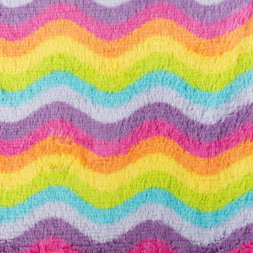 SCHÖNER LEBEN. Plüsch Stoff Fellimitat Kunstfell Regenbogenfarben Wellen bunt 1,60m von SCHÖNER LEBEN.
