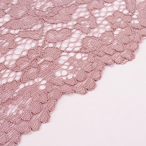 SCHÖNER LEBEN. Spitzenstoff floral beidseitige Bogenkante Uni 1,46m Breite, Farbe:Altrosa von SCHÖNER LEBEN.