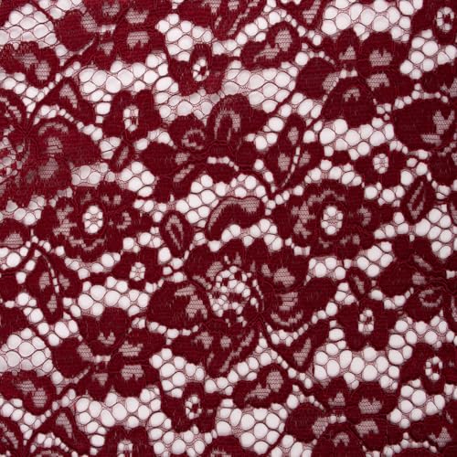 SCHÖNER LEBEN. Spitzenstoff floral beidseitige Bogenkante Uni 1,46m Breite, Farbe:dunkelrot SCHÖNER LEBEN. Spitzenstoff floral beidseitige Bogenkante Uni 1,46m Breite, Farbe:dunkelrot von SCHÖNER LEBEN.