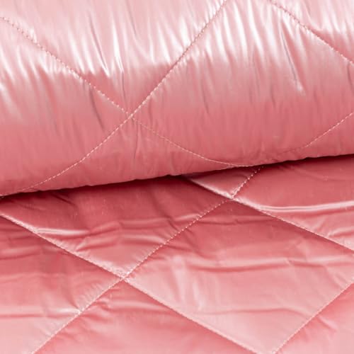 SCHÖNER LEBEN. Steppstoff Bekleidungsstoff Stepped Shine Rauten rosa 1,40m br von SCHÖNER LEBEN.