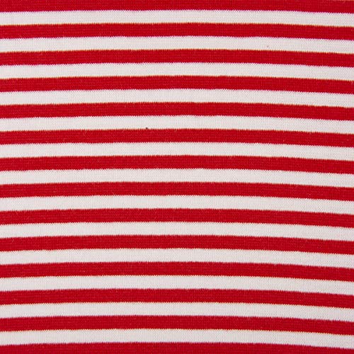 Strickschlauch Bündchenstoff fein Streifen 5mm rot weiß 35cm Breite von SCHÖNER LEBEN.