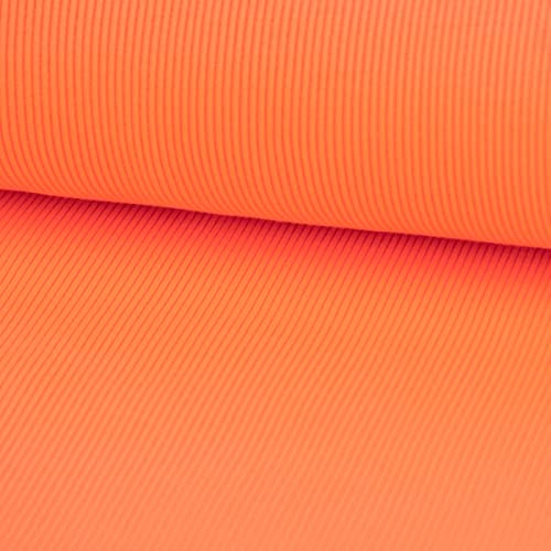 SCHÖNER LEBEN. Strickschlauch Bündchenstoff gerippt NEON orange 35cm Breite von SCHÖNER LEBEN.