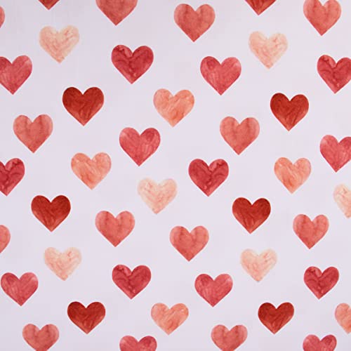 SCHÖNER LEBEN. Sweatstoff Digitaldruck Hearts Herzen weiß rot 1,45m Breite von SCHÖNER LEBEN.