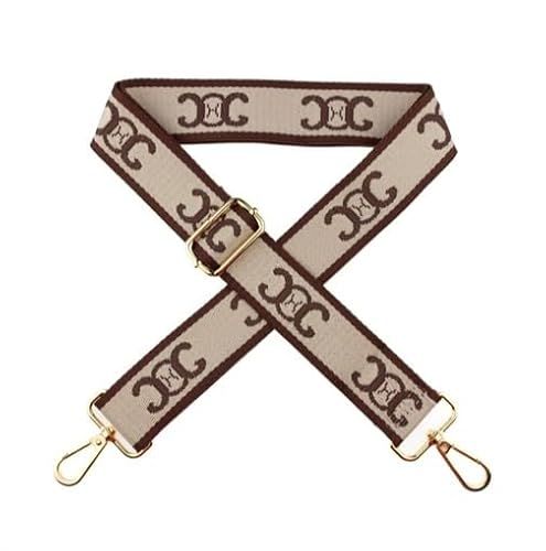 SCHÖNER LEBEN. Taschengurt Lampda braun mit Karabinerhaken und Schnallen Gold 38mm von SCHÖNER LEBEN.