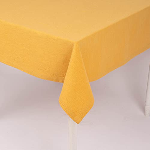 SCHÖNER LEBEN. Tischdecke Bio Ramie Leinenoptik Uni senf gelb, Größe:100x100cm von SCHÖNER LEBEN.