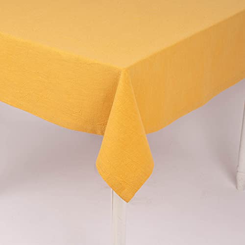 SCHÖNER LEBEN. Tischdecke Bio Ramie Leinenoptik Uni senf gelb, Tischdecken Größe:100x100cm von SCHÖNER LEBEN.