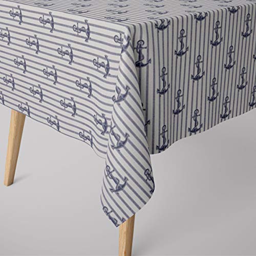 SCHÖNER LEBEN. Tischdecke Digitaldr. Maritim Anker Streifen weiß blau, Größe:100x100cm SCHÖNER LEBEN. Tischdecke Digitaldr. Maritim Anker Streifen weiß blau, Größe:100x100cm von SCHÖNER LEBEN.