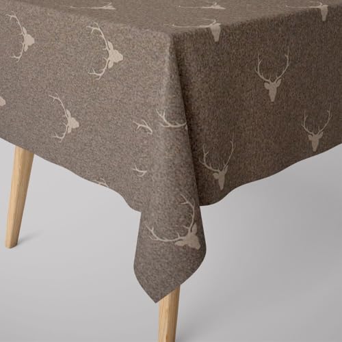 SCHÖNER LEBEN. Tischdecke Jacquard Hirschkopf mit Geweih braun beige, Größe:80x80cm SCHÖNER LEBEN. Tischdecke Jacquard Hirschkopf mit Geweih braun beige, Größe:80x80cm von SCHÖNER LEBEN.