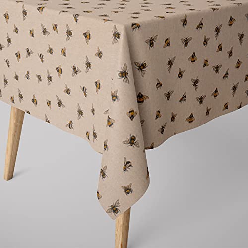SCHÖNER LEBEN. Tischdecke Bee Buzzing Bienen Hummeln Natur gelb, Tischdecken Größe:130x240cm von SCHÖNER LEBEN.