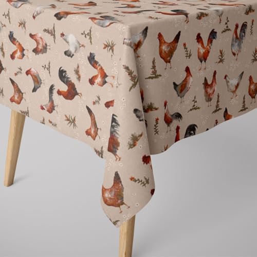 SCHÖNER LEBEN. Tischdecke Leinenlook Chicken Farm Hühner Natur braun, Größe:80x80cm SCHÖNER LEBEN. Tischdecke Leinenlook Chicken Farm Hühner Natur braun, Größe:80x80cm von SCHÖNER LEBEN.