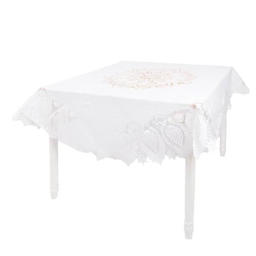SCHÖNER LEBEN. Tischdecke Outdoor Häkelspitze Amira rund weiß Ø 152cm von SCHÖNER LEBEN.