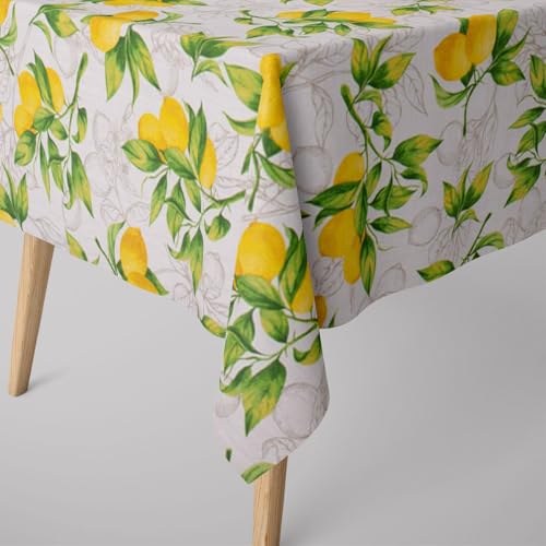 SCHÖNER LEBEN. Tischdecke aus Baumwolle Citron Zitronen weiß grün Gel, Größe:100x100cm SCHÖNER LEBEN. Tischdecke aus Baumwolle Citron Zitronen weiß grün Gel, Größe:100x100cm von SCHÖNER LEBEN.