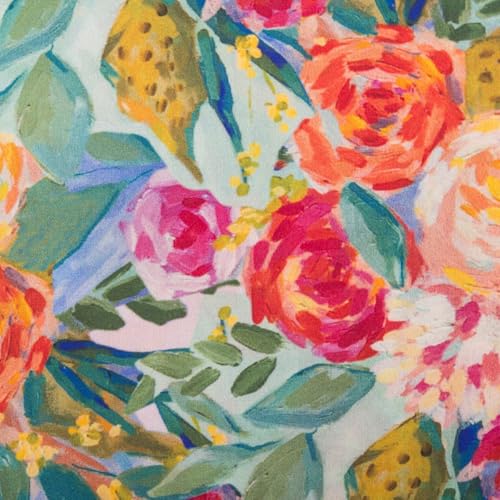 SCHÖNER LEBEN. Viskose Stoff Bekleidung Blumenstrauss Blüten Digitaldr. bunt 1,4m Br. von SCHÖNER LEBEN.