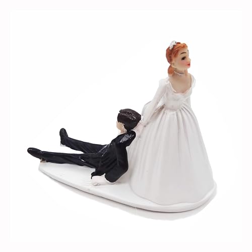 SCHOLMART Tortenaufsatz für Brautpaar, Hochzeitstortenaufsatz, lustige, widerwillige Bräutigam-Figuren (widerwilliger Bräutigam) von SCHOLMART