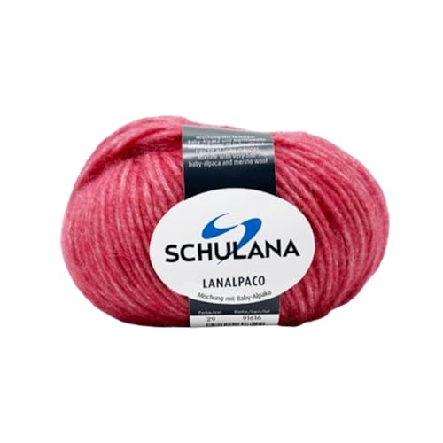 Alpaka Wolle zum Stricken und Häkeln I 55% Alpaka (Baby), 35% Baumwolle, 10% Schurwolle (Merino) I 50g/ca. 110m Berry (Rosa) I Lanalpaco Garn für Pullover, Cardigans, Babykleidung und Accessoires von SCHULANA