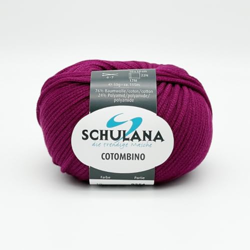 Baumwolle zum Stricken und Häkeln I 76% Baumwolle, 24% Polyamid I 50g/ca. 115m Aubergine (Dunkellila) I Cotombino Garn für Pullover, Cardigans, Loops, Babykleidung und Accessoires von SCHULANA