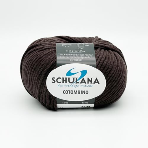 Baumwolle zum Stricken und Häkeln I 76% Baumwolle, 24% Polyamid I 50g/ca. 115m Braun I Cotombino Garn für Pullover, Cardigans, Loops, Babykleidung und Accessoires Baumwolle zum Stricken und Häkeln I 76% Baumwolle, 24% Polyamid I 50g/ca. 115m Braun I Cotombino Garn für Pullover, Cardigans, Loops, Babykleidung und Accessoires von SCHULANA