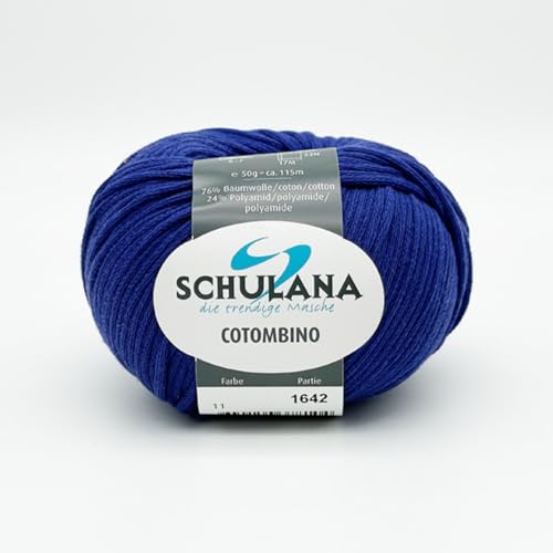 Baumwolle zum Stricken und Häkeln I 76% Baumwolle, 24% Polyamid I 50g/ca. 115m Königsblau I Cotombino Garn für Pullover, Cardigans, Loops, Babykleidung und Accessoires Baumwolle zum Stricken und Häkeln I 76% Baumwolle, 24% Polyamid I 50g/ca. 115m Königsblau I Cotombino Garn für Pullover, Cardigans, Loops, Babykleidung und Accessoires von SCHULANA