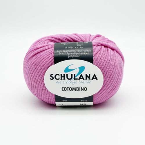 Baumwolle zum Stricken und Häkeln I 76% Baumwolle, 24% Polyamid I 50g/ca. 115m Pink I Cotombino Garn für Pullover, Cardigans, Loops, Babykleidung und Accessoires von SCHULANA