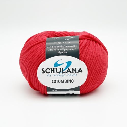 Baumwolle zum Stricken und Häkeln I 76% Baumwolle, 24% Polyamid I 50g/ca. 115m Rot I Cotombino Garn für Pullover, Cardigans, Loops, Babykleidung und Accessoires Baumwolle zum Stricken und Häkeln I 76% Baumwolle, 24% Polyamid I 50g/ca. 115m Rot I Cotombino Garn für Pullover, Cardigans, Loops, Babykleidung und Accessoires von SCHULANA