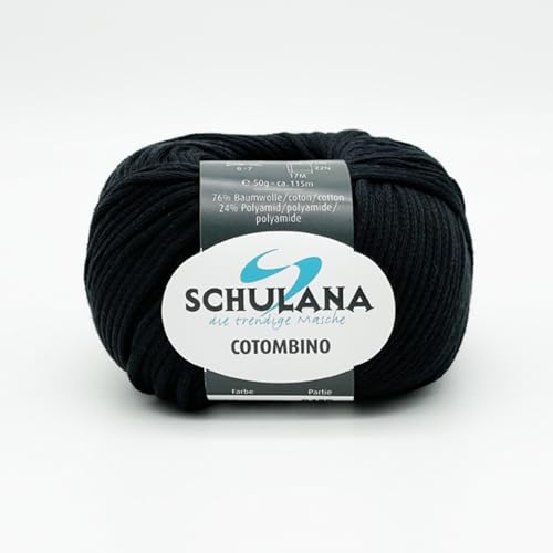 Baumwolle zum Stricken und Häkeln I 76% Baumwolle, 24% Polyamid I 50g/ca. 115m Schwarz I Cotombino Garn für Pullover, Cardigans, Loops, Babykleidung und Accessoires Baumwolle zum Stricken und Häkeln I 76% Baumwolle, 24% Polyamid I 50g/ca. 115m Schwarz I Cotombino Garn für Pullover, Cardigans, Loops, Babykleidung und Accessoires von SCHULANA
