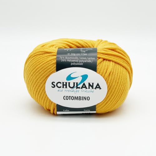 Baumwolle zum Stricken und Häkeln I 76% Baumwolle, 24% Polyamid I 50g/ca. 115m Sonnengelb I Cotombino Garn für Pullover, Cardigans, Loops, Babykleidung und Accessoires Baumwolle zum Stricken und Häkeln I 76% Baumwolle, 24% Polyamid I 50g/ca. 115m Sonnengelb I Cotombino Garn für Pullover, Cardigans, Loops, Babykleidung und Accessoires von SCHULANA