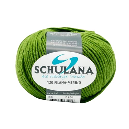 Extrafeine Merinowolle zum Stricken und Häkeln I 100% Schurwolle I 50g/120m Hellolive (Hellgrün, Pastellgrün) I 120 Filana-Merino Garn für Schal, Mütze, Loops, Babykleidung und Accessoires von SCHULANA