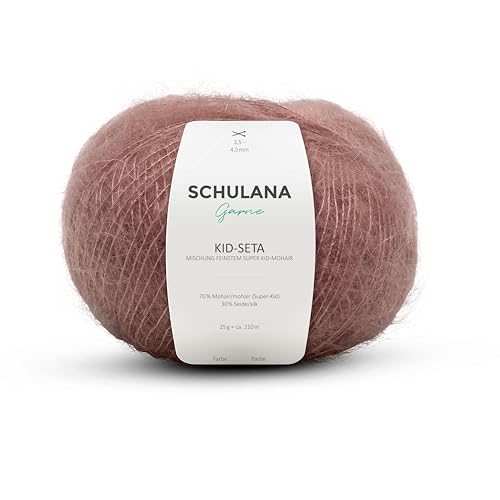 Kid Seta Mohair Wolle zum Stricken und Häkeln I 70% Super Kid Mohair & 30% Seide I 25 g/ca. 210m Mauve (Lila, Rosa) I Kid-Seta Garn für Schals, Spitzenschals, leichte Cardigans und Mützen von SCHULANA