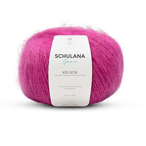 Kid Seta Mohair Wolle zum Stricken und Häkeln I 70% Super Kid Mohair & 30% Seide I 25 g/ca. 210m Orchidee (Lila) I Kid-Seta Garn für Schals, Spitzenschals, leichte Cardigans und Mützen von SCHULANA
