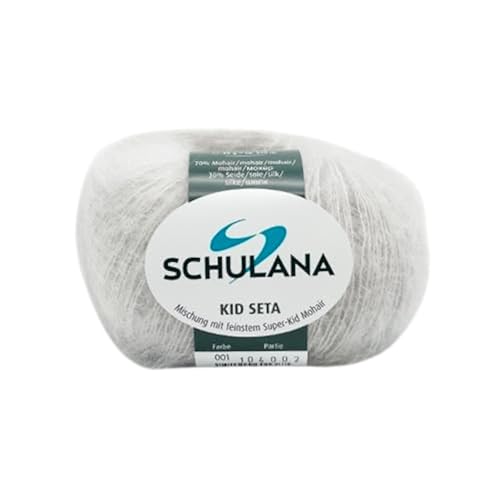 Kid Seta Mohair Wolle zum Stricken und Häkeln I 70% Super Kid Mohair & 30% Seide I 25 g/ca. 210m Silbergrau (Grau) I Kid-Seta Garn für Schals, Spitzenschals, leichte Cardigans und Mützen von SCHULANA