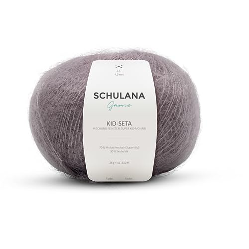 Kid Seta Mohair Wolle zum Stricken und Häkeln I 70% Super Kid Mohair & 30% Seide I 25 g/ca. 210m Taupe (Beige, Grau) I Kid-Seta Garn für Schals, Spitzenschals, leichte Cardigans und Mützen von SCHULANA