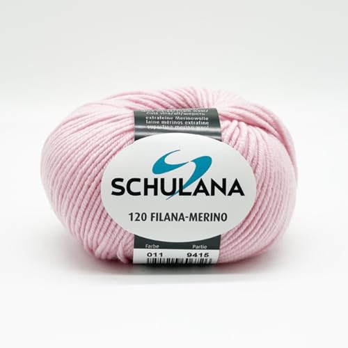 Extrafeine Merinowolle zum Stricken und Häkeln I 100% Schurwolle I 50g/120m Zartrosa (Altrosa, Babyrosa) I 120 Filana-Merino Garn für Schal, Mütze, Loops, Babykleidung und Accessoires von SCHULANA