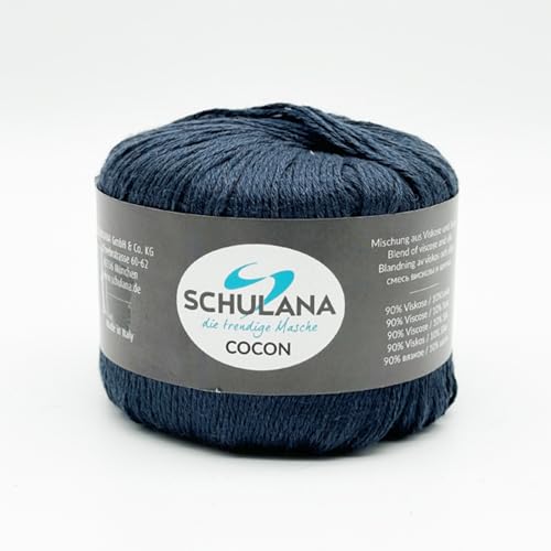 SCHULANA Cocon, 90% Viskose, 10% Seide, zum Stricken und Häkeln, 50g ca 140m, Dunkelblau 003 von SCHULANA