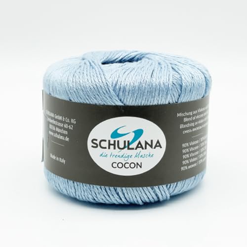 SCHULANA Cocon, 90% Viskose, 10% Seide, zum Stricken und Häkeln, 50g ca 140m, Hellblau 016 von SCHULANA