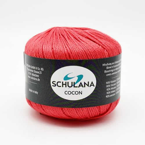 SCHULANA Cocon, 90% Viskose, 10% Seide, zum Stricken und Häkeln, 50g ca 140m, Rot 021 SCHULANA Cocon, 90% Viskose, 10% Seide, zum Stricken und Häkeln, 50g ca 140m, Rot 021 von SCHULANA