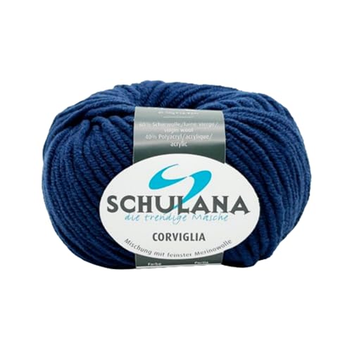 Merino Schurwolle zum Stricken und Häkeln I 60% Merino & 40% Polyacryl I 50g/ca. 65m Marine (Blau) I Corviglia Garn für Schals, Pullover, Decken, Mützen und Accessoires von Schulana