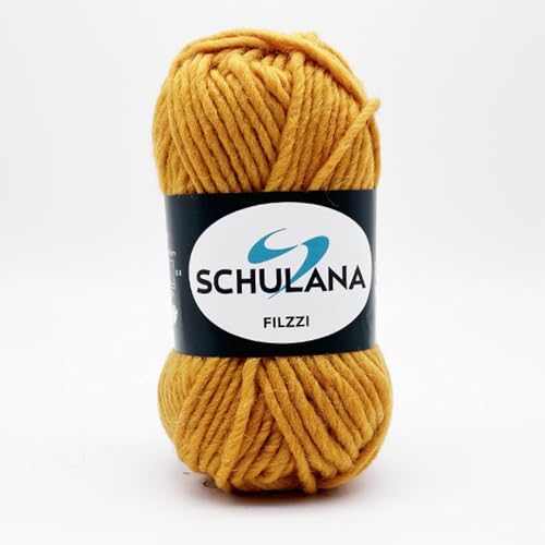 SCHULANA Filzzi, 100% Schurwolle, zum Stricken und Häkeln, ideal zum filzen, 50g ca 50m, Messing 031 von SCHULANA