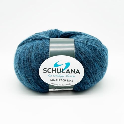 SCHULANA Lanalpaco Fine, 56% Baumwolle, 27% Schurwolle (Merino extrafine), 17% Alpaka (Baby), zum Stricken und Häkeln, 50g ca 170m, Aqua 130 von SCHULANA