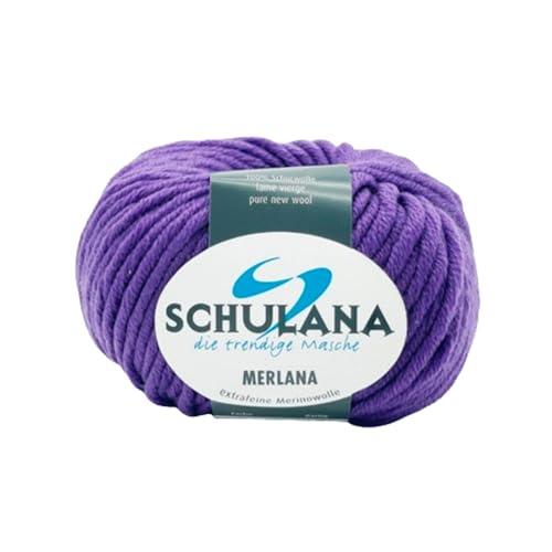 SCHULANA Merlana, 100% Schurwolle (Merino extrafine, mulesing-free), zum Stricken und Häkeln, 50g ca 55m, Lavendel 051 von SCHULANA
