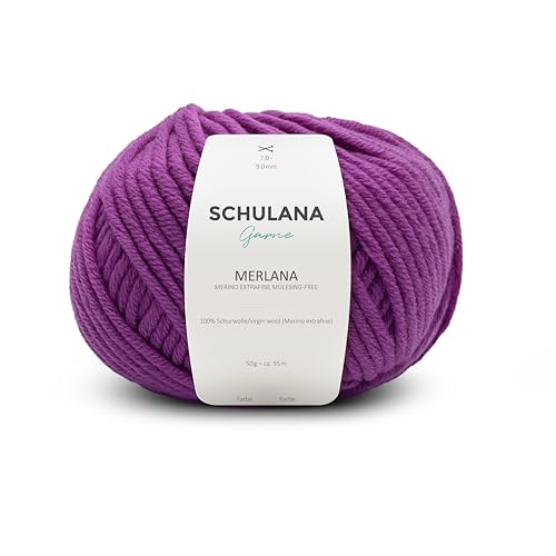 SCHULANA Merlana, 100% Schurwolle (Merino extrafine, mulesing-free), zum Stricken und Häkeln, 50g ca 55m, Mauve 055 von SCHULANA