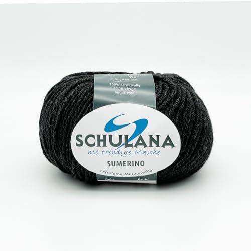 SCHULANA Sumerino, 100% Schurwolle (Merino extrafine, mulesing-free), zum Stricken und Häkeln, 50g ca 85m, Anthrazit Mélange 103 von SCHULANA