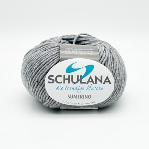SCHULANA Sumerino, 100% Schurwolle (Merino extrafine, mulesing-free), zum Stricken und Häkeln, 50g ca 85m, Mittelgrau Mélange 101 von SCHULANA