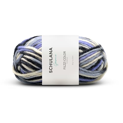 Schurwolle zum Stricken und Häkeln I 100% Schurwolle I 50g/ca. 50m Anthrazit-Natur (Grau, Beige) I Schulana Filzzi Color Garn für Hausschuhe, Filztaschen, Filzhüte, Kissen und Accessoires von SCHULANA