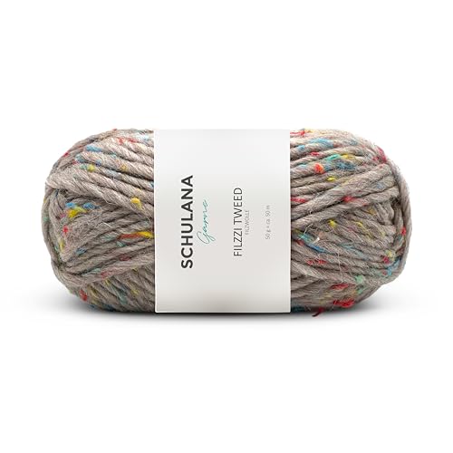 Schurwolle zum Stricken und Häkeln I 85% Schurwolle, 11% Polyacryl, 4% Viskose I 50g/ca. 50m Beige I Schulana Filzzi Tweed Garn für Hausschuhe, Filztaschen, Filzhüte, Kissenbezüge und Teppiche Schurwolle zum Stricken und Häkeln I 85% Schurwolle, 11% Polyacryl, 4% Viskose I 50g/ca. 50m Beige I Schulana Filzzi Tweed Garn für Hausschuhe, Filztaschen, Filzhüte, Kissenbezüge und Teppiche von SCHULANA