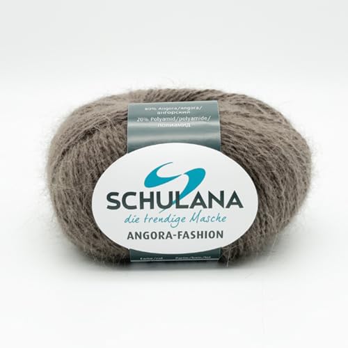 Superfeine Angora Wolle zum Stricken und Häkeln I 80% Angora & 20% Polyamid I 25g / ca. 112m Schlamm (Braun) I Angora-Fashion Garn für Schal, Mütze, Handschuhe, Pullover und Tücher von SCHULANA