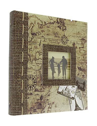 Gedeon Travel3 Album Traditionell genäht 60 beige Seiten für 300 Fotos 10 x 15 cm zeitloses Design Kunstleder Einband Karten Pergament mit Zwischenlagen creme von SCHULZ