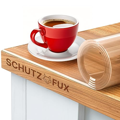 SCHUTZ-FUX Tischfolie 2mm transparent - Tischschutz mit schräger Kante, durchsichtige Tischdecke abwaschbar, Verschiedene Größen, nach Maß, Made in Germany (100 x 105) von SCHUTZ-FUX