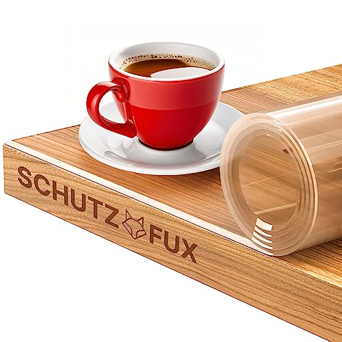 SCHUTZ-FUX Tischfolie 2mm transparent - Tischschutz mit schräger Kante, durchsichtige Tischdecke abwaschbar, Verschiedene Größen, nach Maß, Made in Germany (100 x 150) von SCHUTZ-FUX